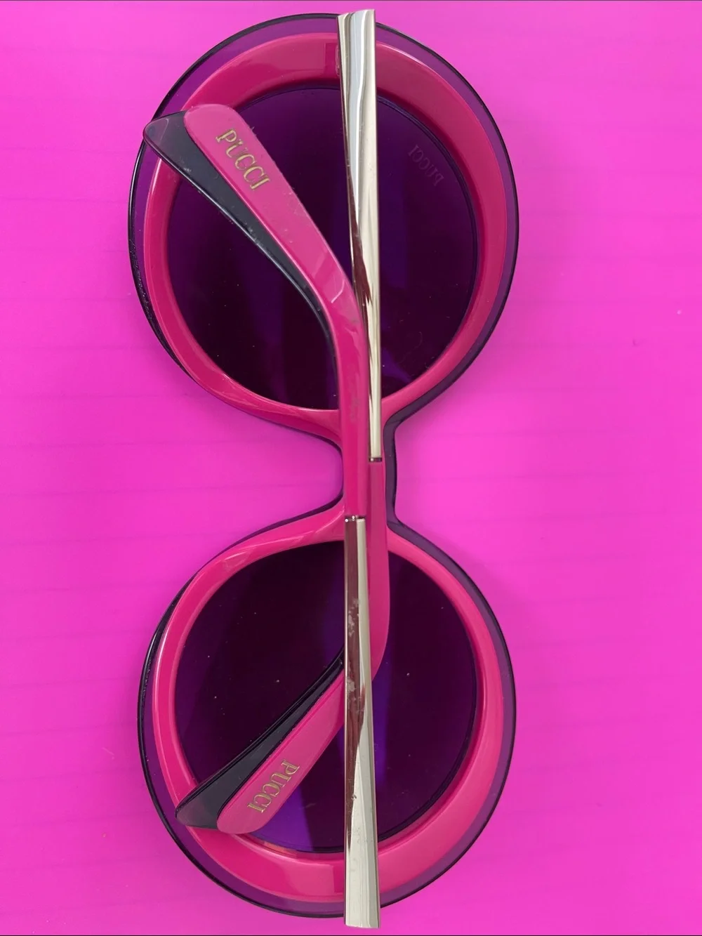 Emilio Pucci Pink Round Sunglasses with Purple Lenses